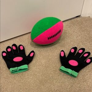 Easy Catch Kids' Pink and Green Football Set with Gloves